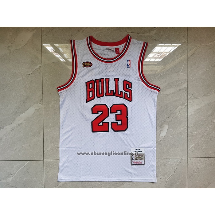 Maglia Chicago Bulls Michael Jordan #23 Mitchell & Ness 1998 NBA Finals Bianco